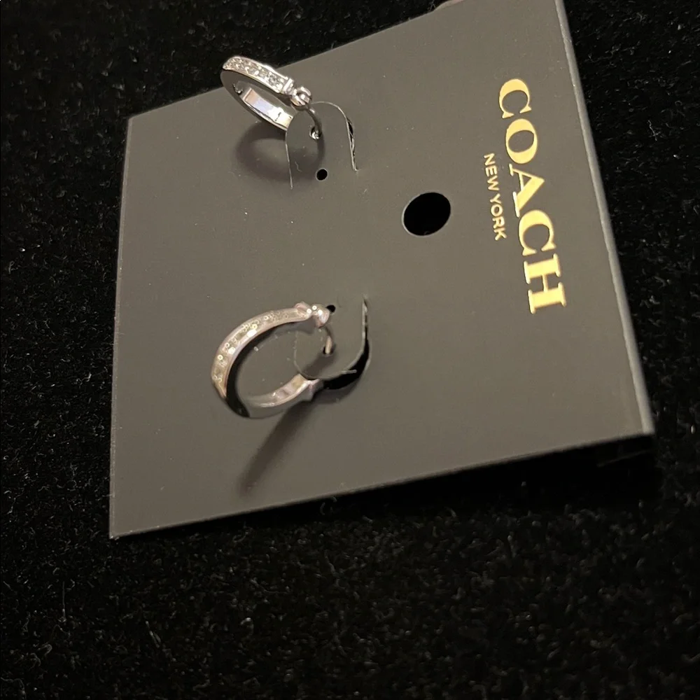Coach Pave’ Signature C Huggie Earrings - Picture 6 of 6